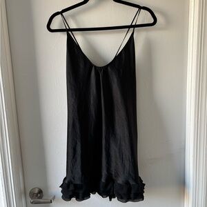 Victoria Secret Vintage Cross Back Ruffle Hem Lingerie Slip Top size M